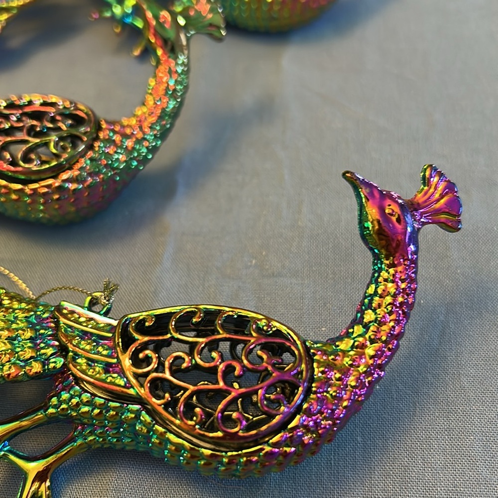Gisela Graham Peacock Hanging Ornaments Decorations Lot of Three (3) - Picture 9 of 15
